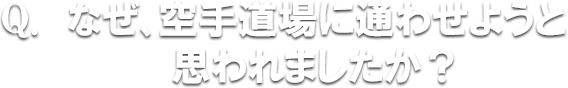 なぜ、空手道場に通わせようと思われましたか？