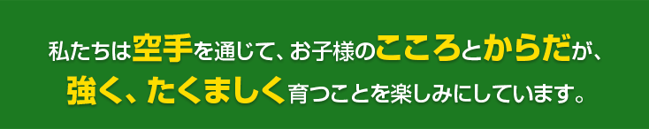 私たちは空手を通じて、お子様のこころとからだが、強く、たくましく育つことを楽しみにしています。